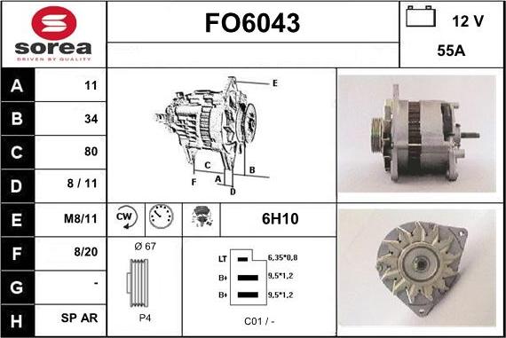 Sera FO6043 - Alternator autospares.lv