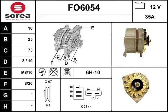 Sera FO6054 - Alternator autospares.lv