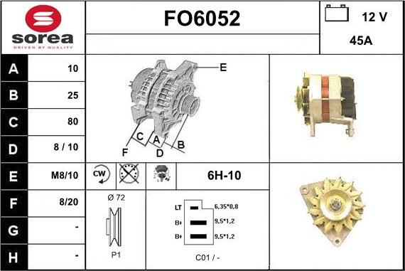 Sera FO6052 - Alternator autospares.lv