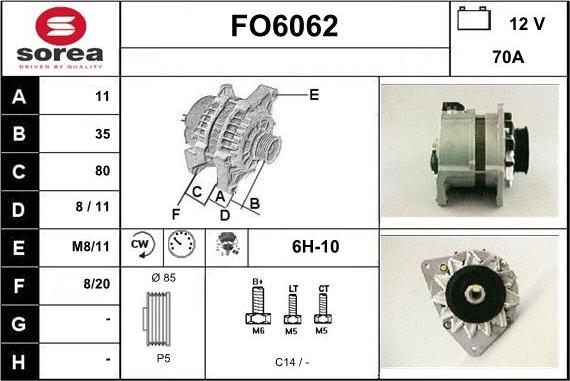 Sera FO6062 - Alternator autospares.lv