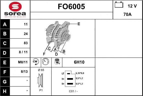 Sera FO6005 - Alternator autospares.lv