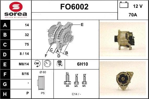 Sera FO6002 - Alternator autospares.lv