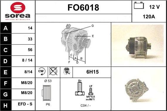 Sera FO6018 - Alternator autospares.lv