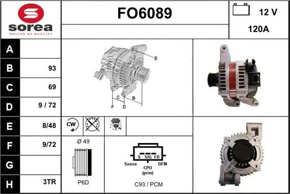 Sera FO6089 - Alternator autospares.lv