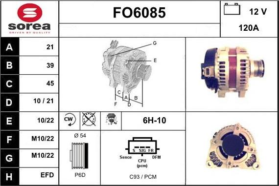 Sera FO6085 - Alternator autospares.lv