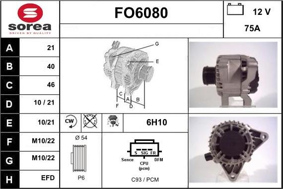 Sera FO6080 - Alternator autospares.lv