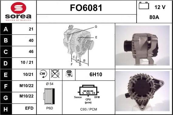 Sera FO6081 - Alternator autospares.lv