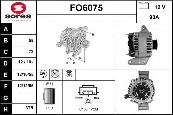 Sera FO6075 - Alternator autospares.lv