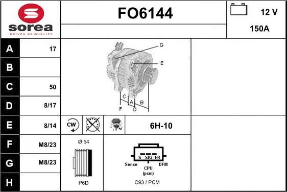 Sera FO6144 - Alternator autospares.lv