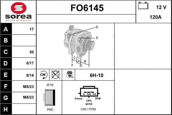 Sera FO6145 - Alternator autospares.lv