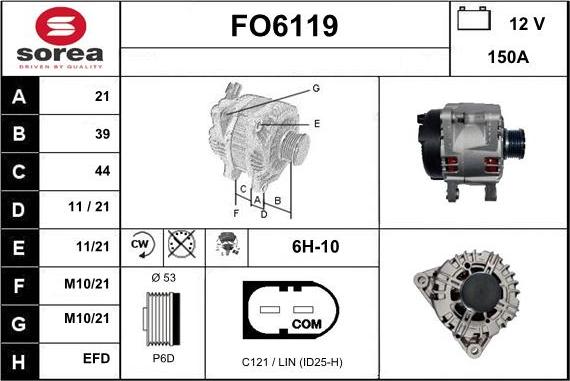 Sera FO6119 - Alternator autospares.lv