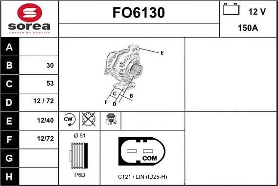 Sera FO6130 - Alternator autospares.lv