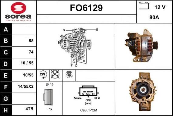 Sera FO6129 - Alternator autospares.lv