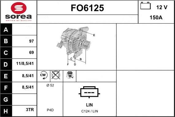 Sera FO6125 - Alternator autospares.lv