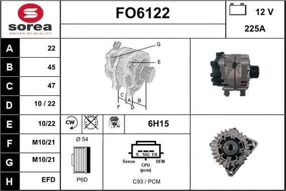 Sera FO6122 - Alternator autospares.lv
