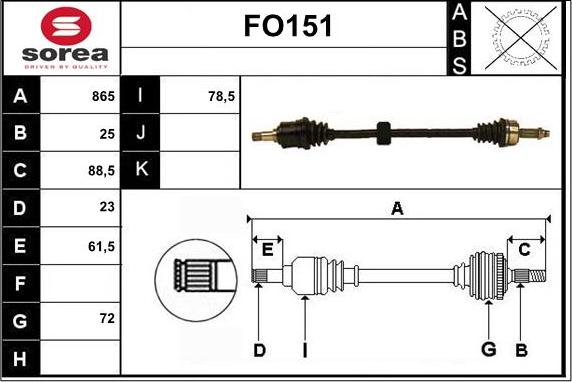 Sera FO151 - Drive Shaft autospares.lv