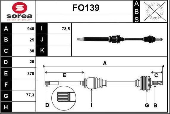 Sera FO139 - Drive Shaft autospares.lv