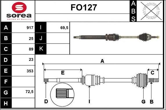 Sera FO127 - Drive Shaft autospares.lv