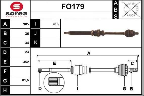 Sera FO179 - Drive Shaft autospares.lv