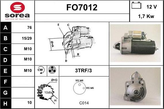 Sera FO7012 - Starter autospares.lv