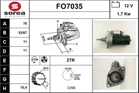 Sera FO7035 - Starter autospares.lv