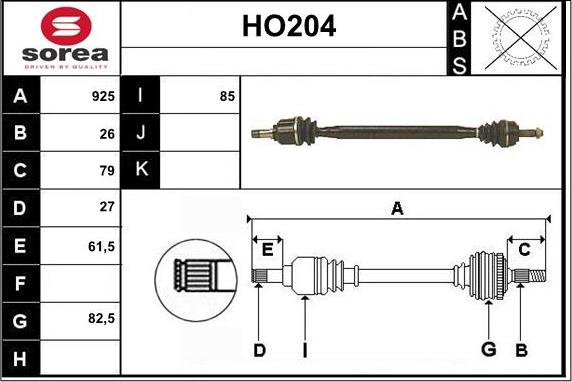 Sera HO204 - Drive Shaft autospares.lv