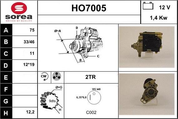 Sera HO7005 - Starter autospares.lv