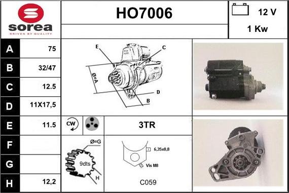 Sera HO7006 - Starter autospares.lv