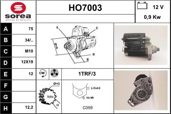 Sera HO7003 - Starter autospares.lv