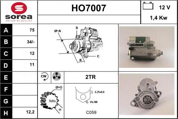 Sera HO7007 - Starter autospares.lv