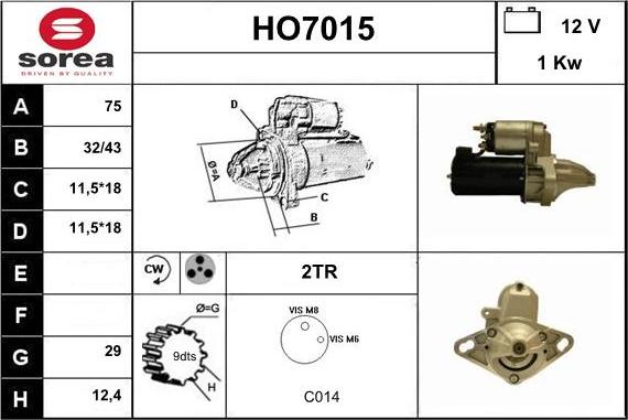 Sera HO7015 - Starter autospares.lv