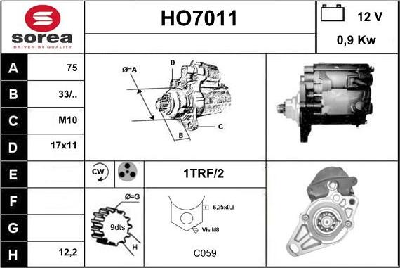 Sera HO7011 - Starter autospares.lv