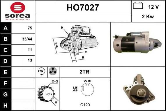 Sera HO7027 - Starter autospares.lv