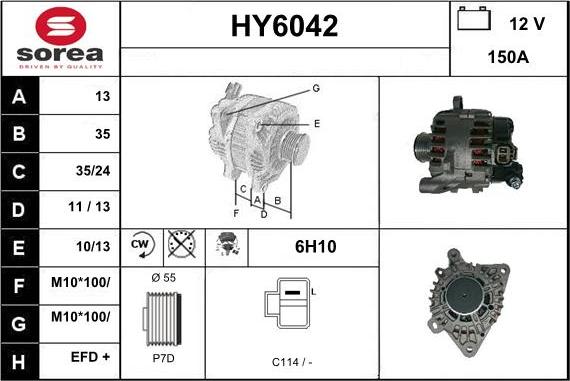 Sera HY6042 - Alternator autospares.lv