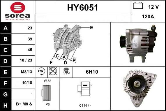 Sera HY6051 - Alternator autospares.lv