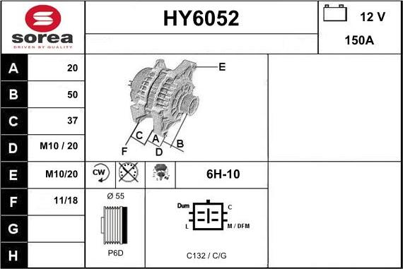 Sera HY6052 - Alternator autospares.lv