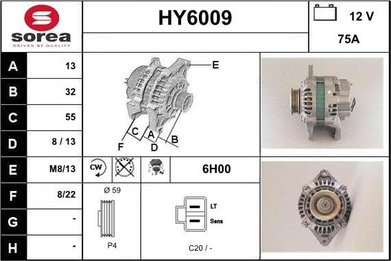 Sera HY6009 - Alternator autospares.lv