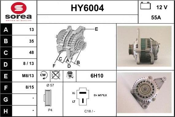 Sera HY6004 - Alternator autospares.lv