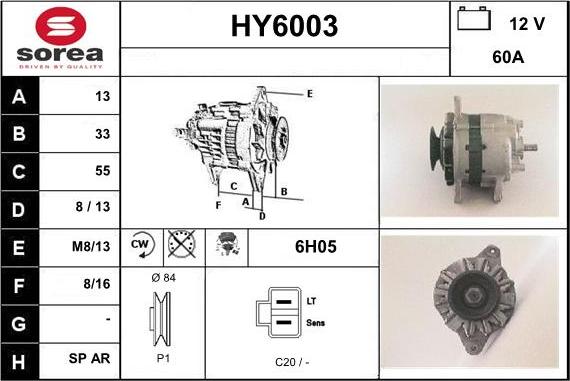 Sera HY6003 - Alternator autospares.lv