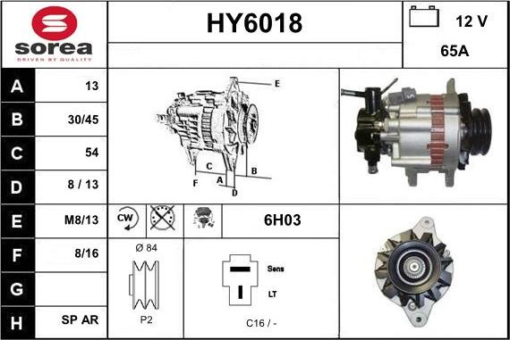 Sera HY6018 - Alternator autospares.lv