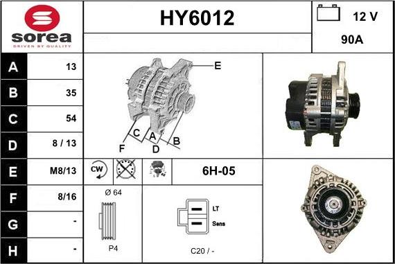 Sera HY6012 - Alternator autospares.lv