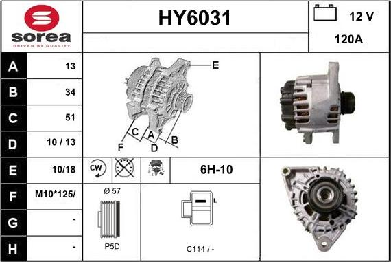 Sera HY6031 - Alternator autospares.lv