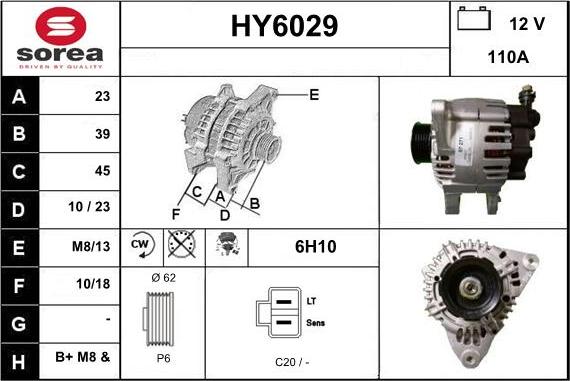 Sera HY6029 - Alternator autospares.lv