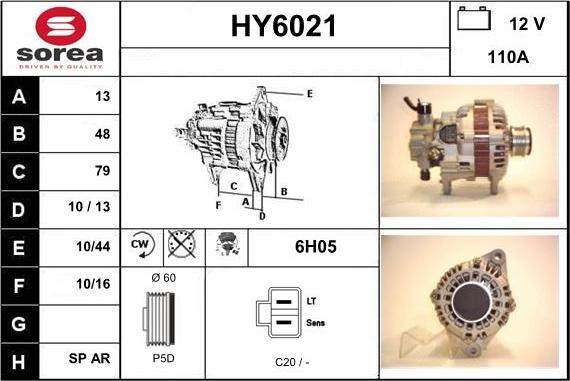 Sera HY6021 - Alternator autospares.lv