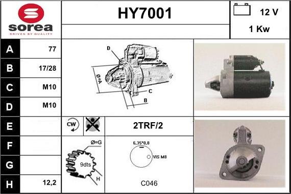 Sera HY7001 - Starter autospares.lv