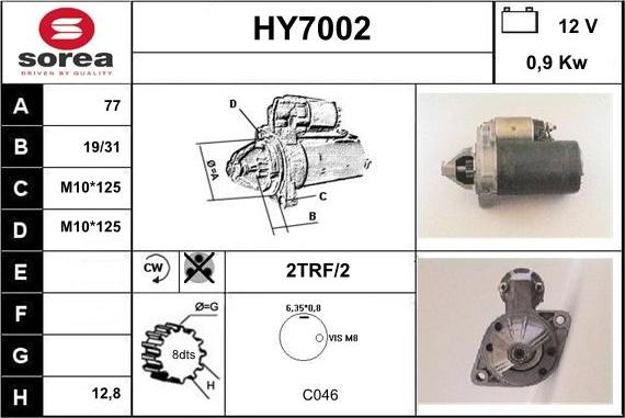 Sera HY7002 - Starter autospares.lv