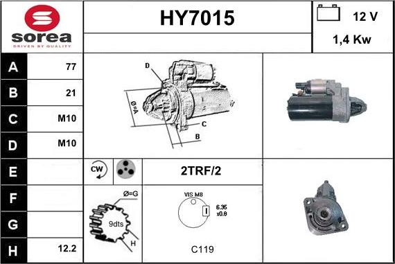 Sera HY7015 - Starter autospares.lv