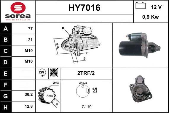 Sera HY7016 - Starter autospares.lv