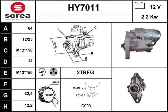 Sera HY7011 - Starter autospares.lv