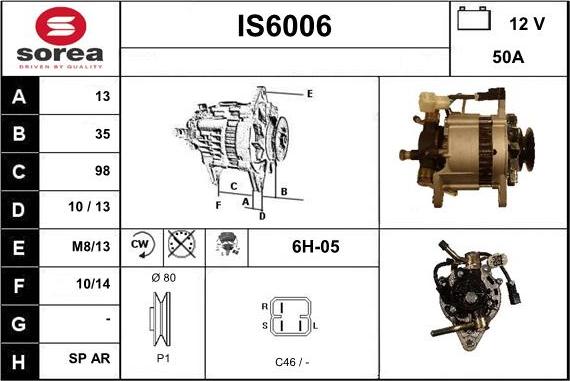 Sera IS6006 - Alternator autospares.lv